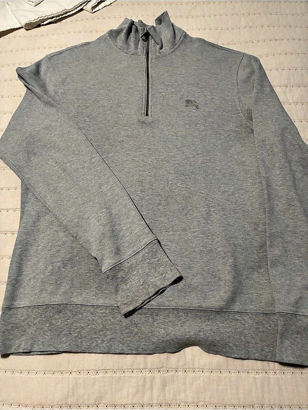 Burberry Gray Cotton Quarter-Zip Size Medium